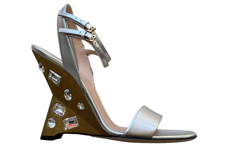 (W) Gucci Horsebit Accent Leather Slide 'Silver' 圖 2