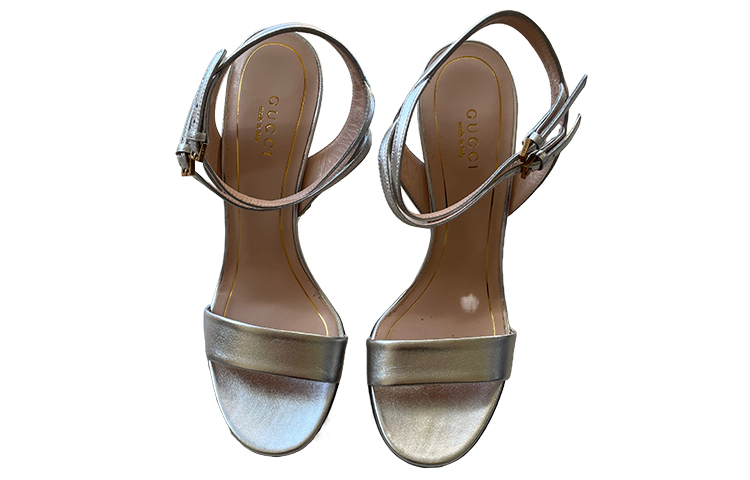 (W) Gucci Horsebit Accent Leather Slide 'Silver' 圖 3