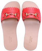 GUCCI 古馳 流蘇皮革馬銜扣 時尚拖鞋 女款 紅色 Shop GUCCI 古馳 流蘇皮革馬銜扣 時尚拖鞋 女款 紅色