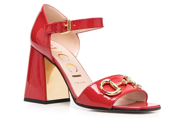 Order (W) Gucci Kasut Tumit Tinggi Terbuka Bertumit Kuda 'Kulit Anak Lembu Patent' 655411-BNC00-6549