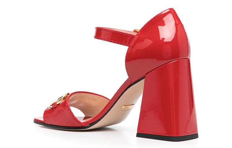 Lookbook (W) Gucci Kasut Tumit Tinggi Terbuka Bertumit Kuda 'Kulit Anak Lembu Patent' 655411-BNC00-6549