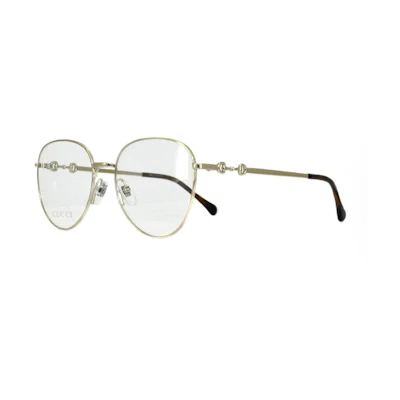 (Women) GUCCI Horsebit Lightweight Optical Glasses Frame Gold Square GG0880O-003