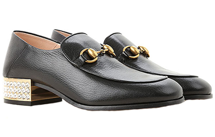 Lookbook (W) Gucci Horsebit Loafer 'Crystal Black' Sepatu Formal Hitam 523097-D3V00-1000