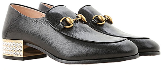 GUCCI 古馳 鑲水晶馬銜釦皮革樂福鞋 女款 黑色 Lookbook GUCCI 古馳 鑲水晶馬銜釦皮革樂福鞋 女款 黑色