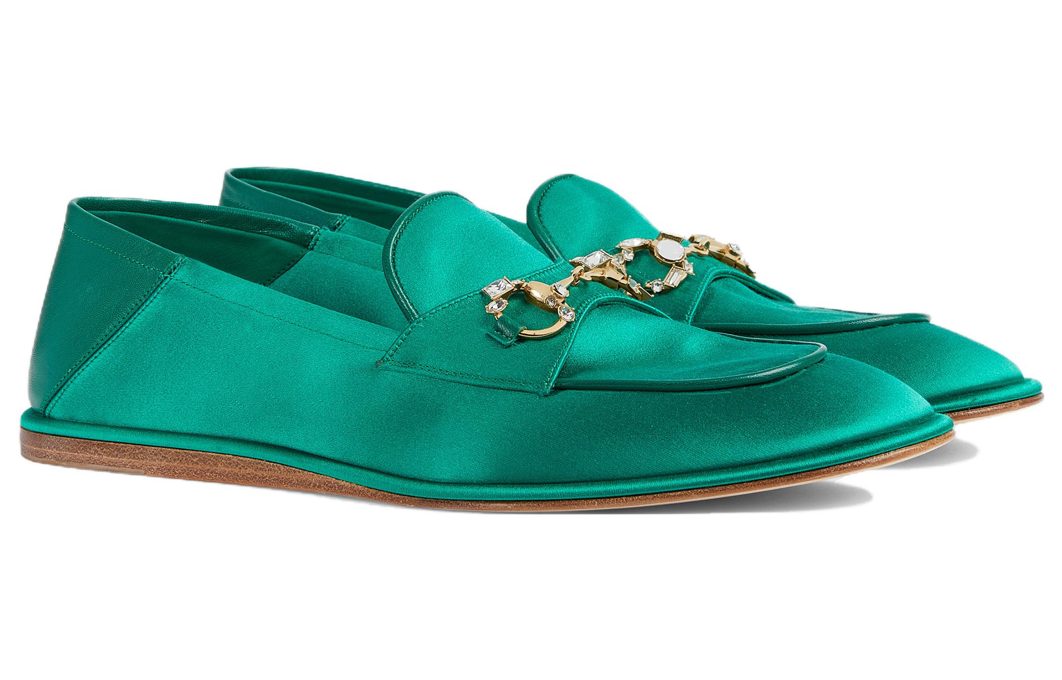 Lookbook (W) Gucci马衔扣乐福鞋“绿色缎面” 759780-KND90-3776