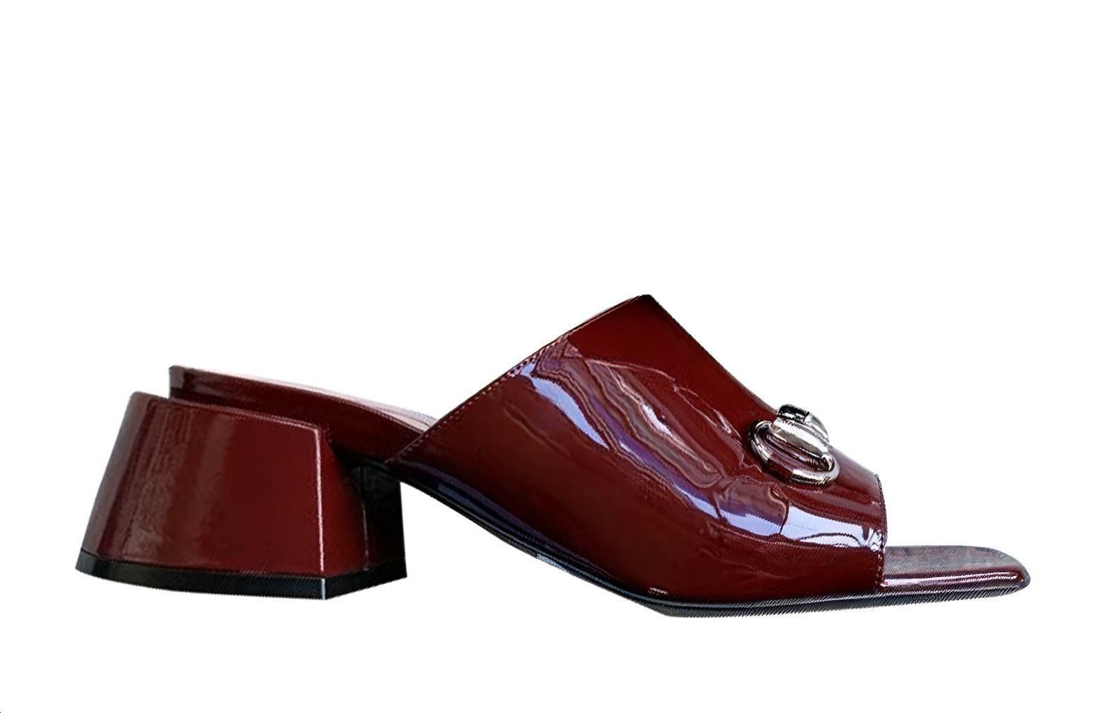 Order GUCCI 古馳 漆皮復古馬銜扣拖鞋 女款 紅棕色