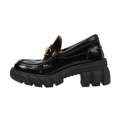 (W) Gucci Horsebit Lug Sole Loafer 'Black'