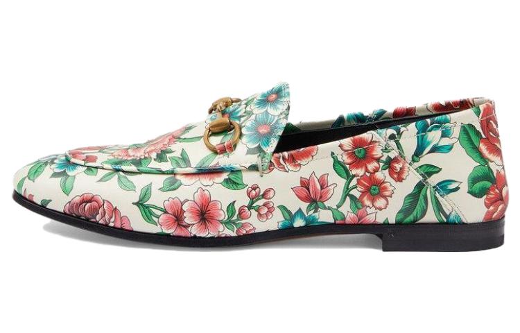 (Women) Gucci Horsebit Printed Leather Loafers 'White Pink' 746392-AAB0D-8464