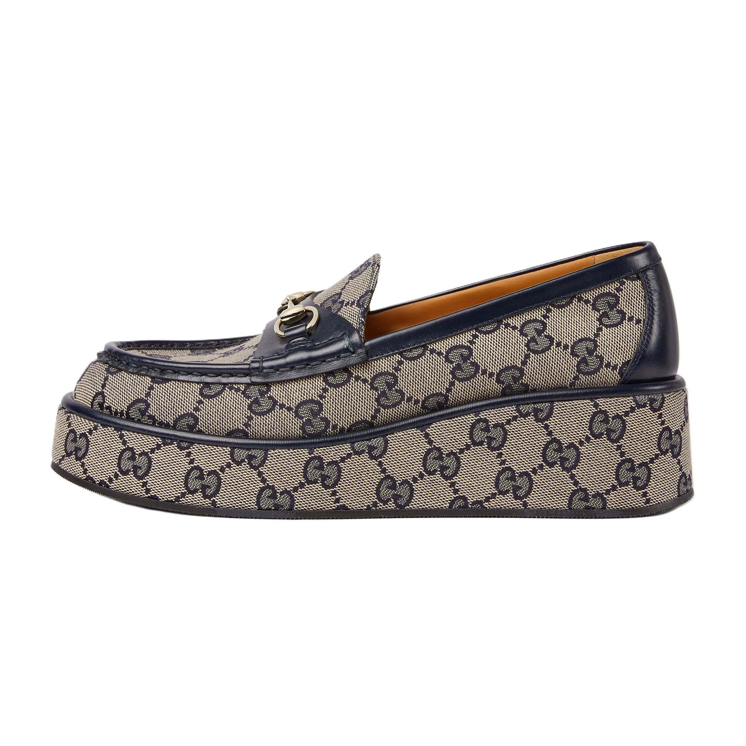 (Women) GUCCI Horsebit Round-Toe Loafers Beige 5cm Heel. 794316 FADC1 4062