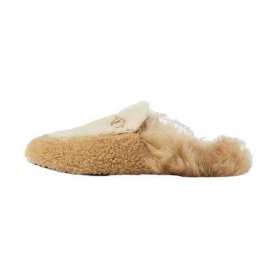 (W) Gucci Horsebit Shearling Slippers 'Beige'