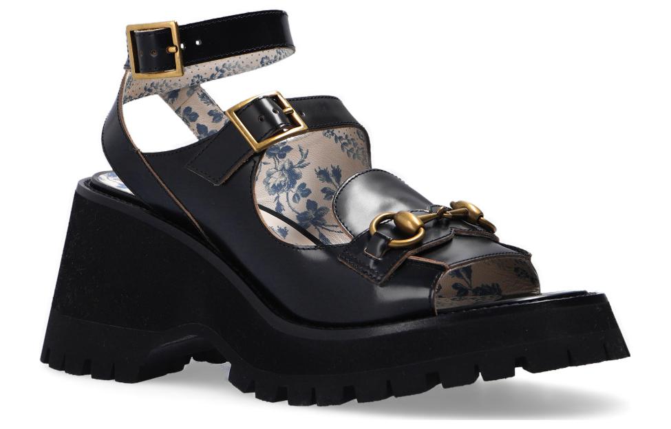 Order (Women) Gucci Horsebit Slide 9cm 'Black Fashion' 645394-DS800-1000
