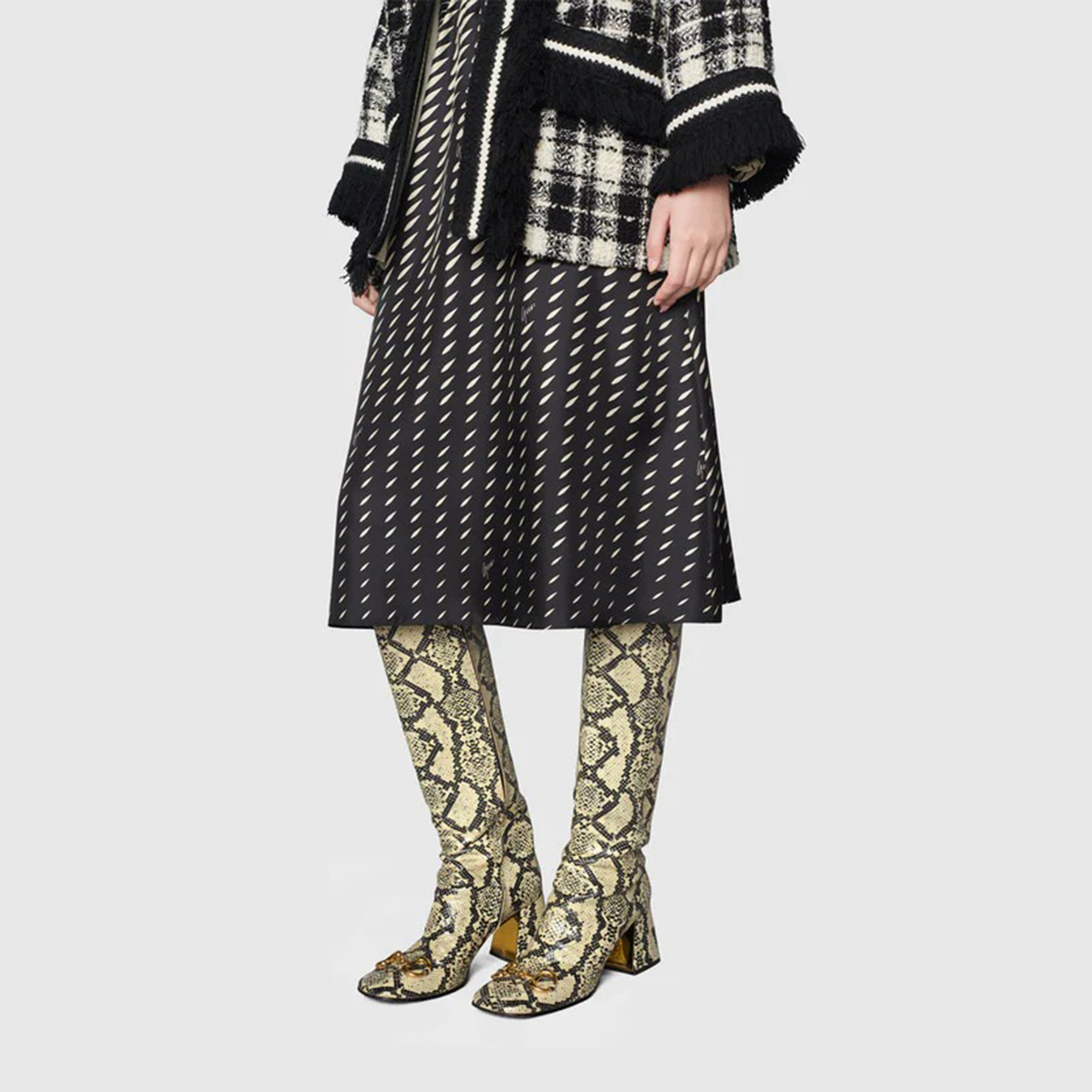 Details for GUCCI古馳 馬銜扣 長筒靴 女款 淺黃色