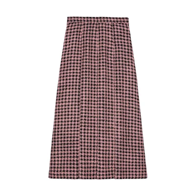 (Women) Gucci Houndstooth Pleated Skirt Brown SS22 Collection 664422-ZAHD7-1250