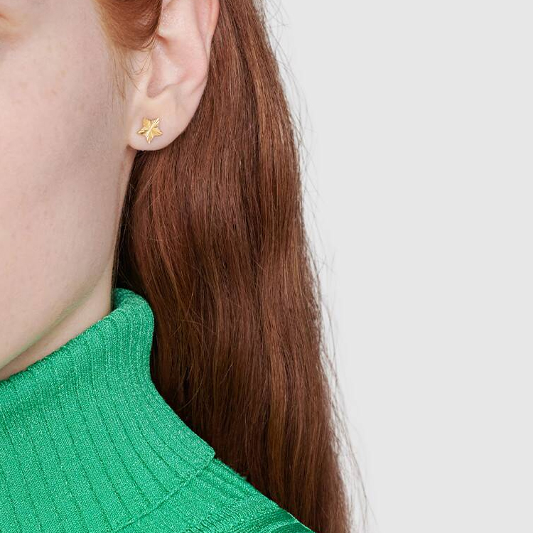 (Women) GUCCI Icon Asymmetric 18K Gold Earrings for Women - Gold. 662068-J8500-8000 圖 5