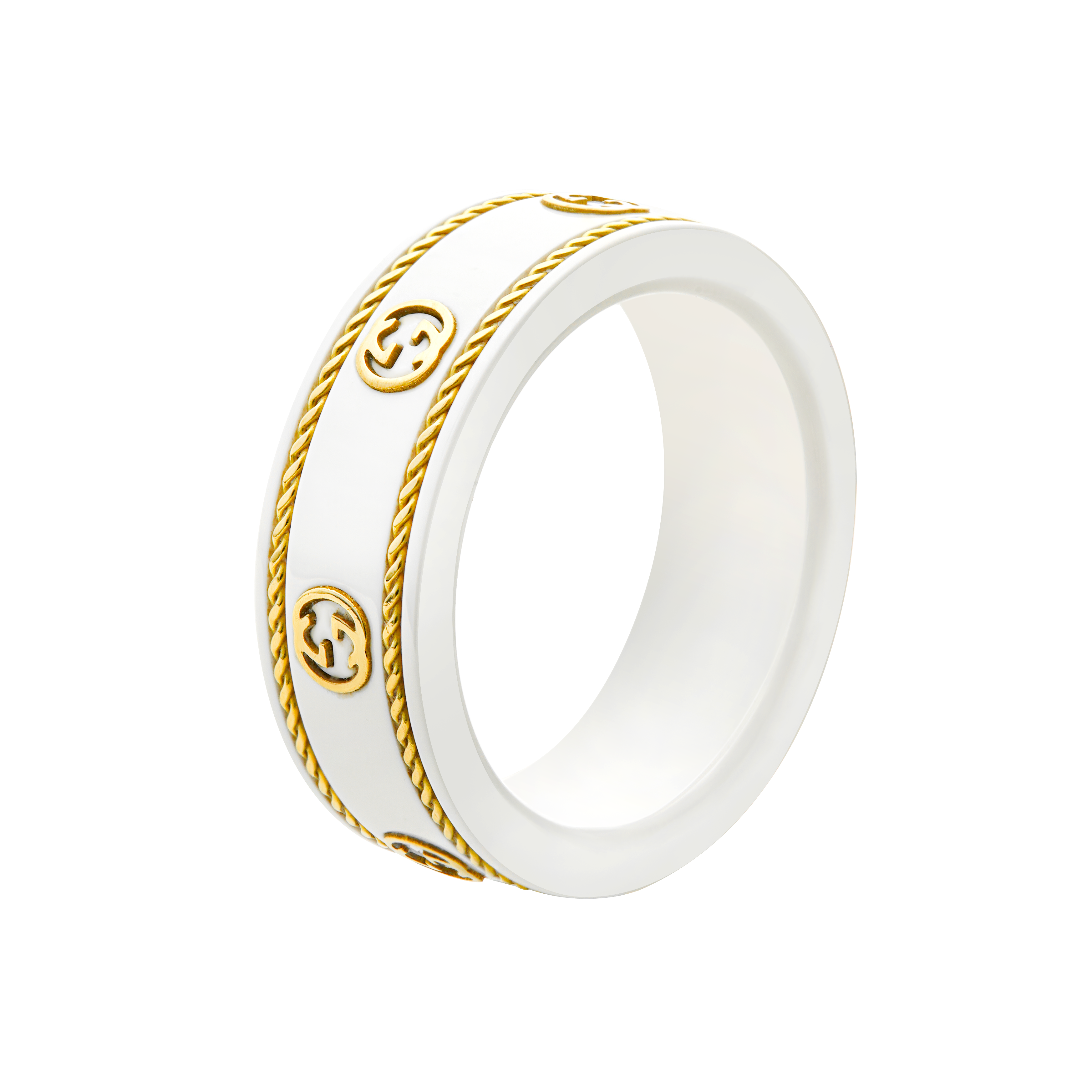 (Women) GUCCI Icon Double G 18k Gold Ring - White 606826-J85V5-8062 圖 3