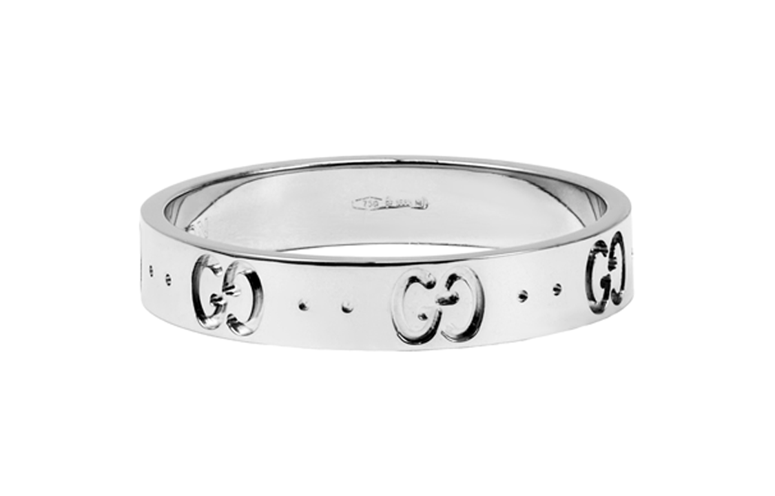 Lookbook (W) 구찌 아이콘 시리즈 반지 실버 골드 장식 18k 화이트 골드 YBC073230002