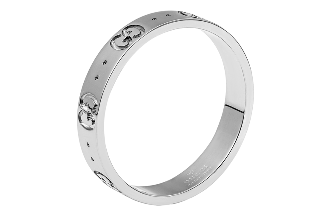 Shop (W) 구찌 아이콘 시리즈 반지 실버 골드 장식 18k 화이트 골드 YBC073230002