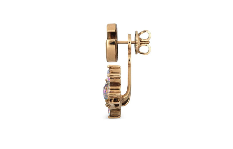 Lookbook (W) 구찌 아이코닉 GG 로고 메탈 스터드 귀걸이 여성용 - 멀티컬러. 753790J1D50