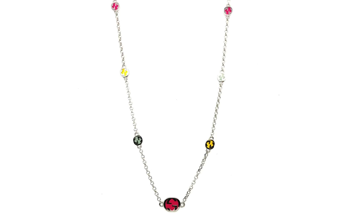 (Women) GUCCI Interlocking 925 Silver Necklace -  Stylish Fashion Accessory. 728953-J89B4-8519