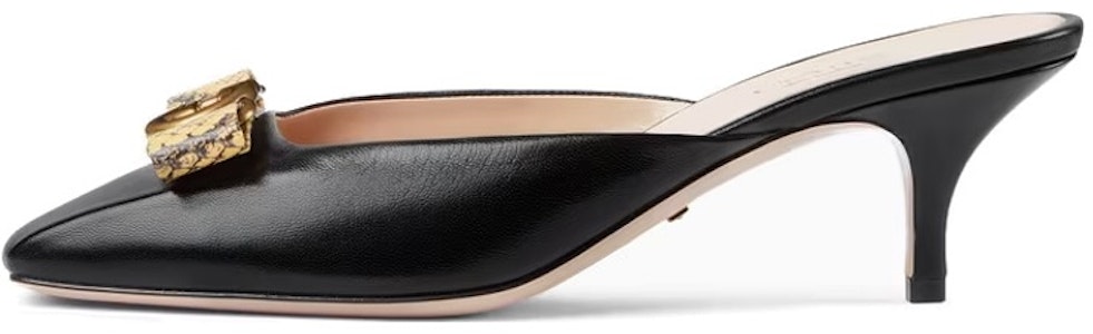 (W) Sandalias de Tacón de Cuero Negro Gucci Interlocking. 738685-AAB7M-1192 Buy (W) Sandalias de Tacón de Cuero Negro Gucci Interlocking. 738685-AAB7M-1192