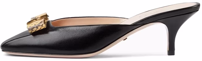 (Women) Gucci Interlocking 'Black Leather Stiletto Sandals' 738685-AAB7M-1192 (Women) Gucci Interlocking 'Black Leather Stiletto Sandals' 738685-AAB7M-1192