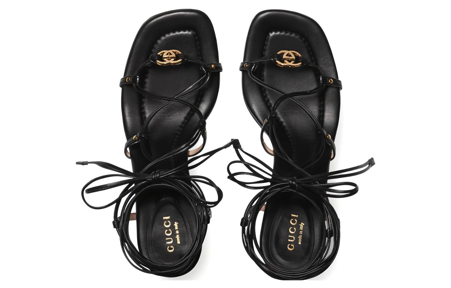 Lookbook (W) グッチ インターロッキング レザーストラップ ハイヒール 738679-BKO00-1000