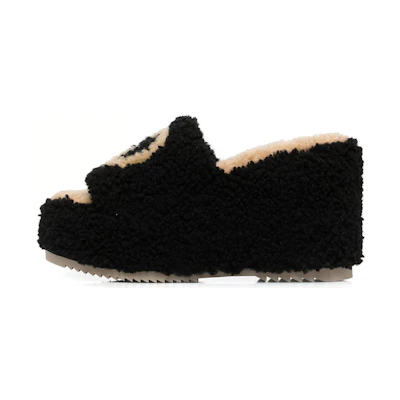 (W) Gucci Interlocking 'Black Mule Wedge'
