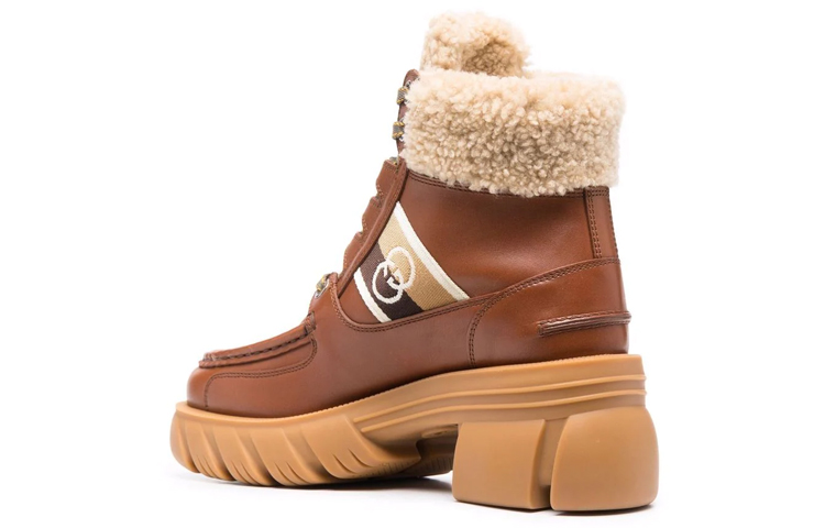 Shop (W) Bota Gucci Interlocking Marrón de Cordones y Tobillo 670406-DTNH0-2561