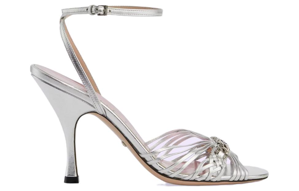 Order (Women) Gucci Interlocking 'Silver Logo Stiletto Sandals' 723417-B8B00-8106