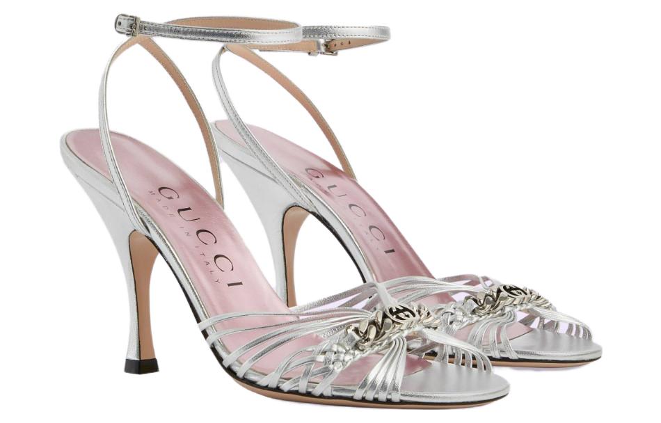 Lookbook (Women) Gucci Interlocking 'Silver Logo Stiletto Sandals' 723417-B8B00-8106