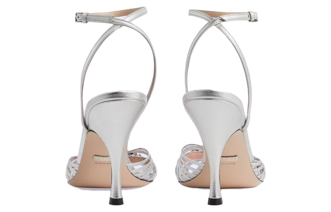 Purchase (Women) Gucci Interlocking 'Silver Logo Stiletto Sandals' 723417-B8B00-8106
