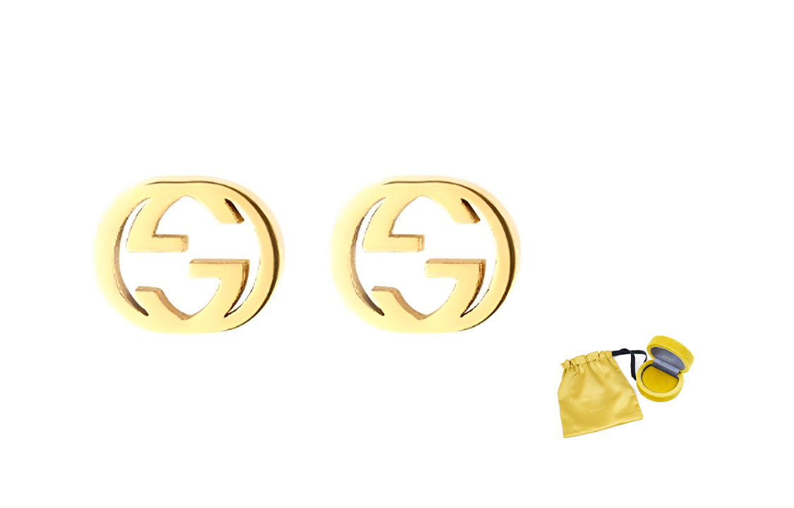 (Women) GUCCI Interlocking Double G 18k Gold Earrings for Women. 662111-J8500-8000