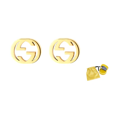 (Women) GUCCI Interlocking Double G 18k Gold Earrings for Women. 662111-J8500-8000