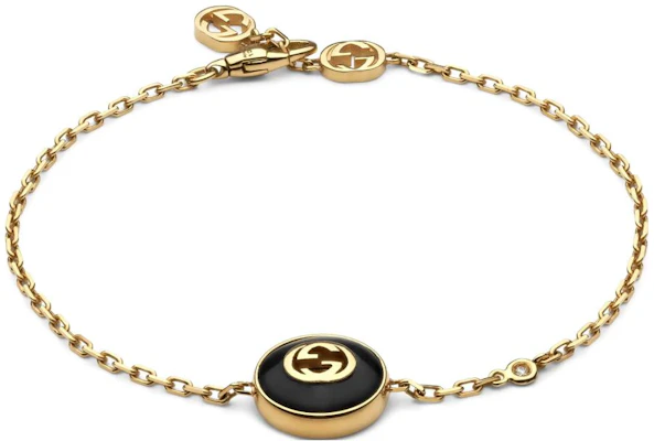 (Women) GUCCI Interlocking Double G 18K Gold Onyx Diamond Bracelet for Women Gold 786556J85L08093 Order (Women) GUCCI Interlocking Double G 18K Gold Onyx Diamond Bracelet for Women Gold 786556J85L08093