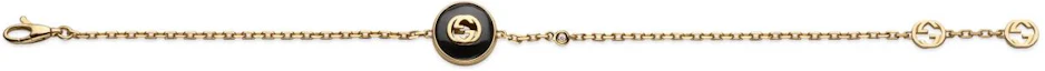Lookbook (Women) GUCCI Interlocking Double G 18K Gold Onyx Diamond Bracelet for Women Gold 786556J85L08093