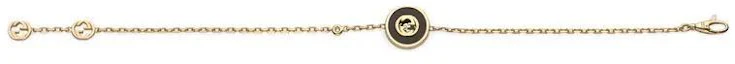 Shop (Women) GUCCI Interlocking Double G 18K Gold Onyx Diamond Bracelet for Women Gold 786556J85L08093