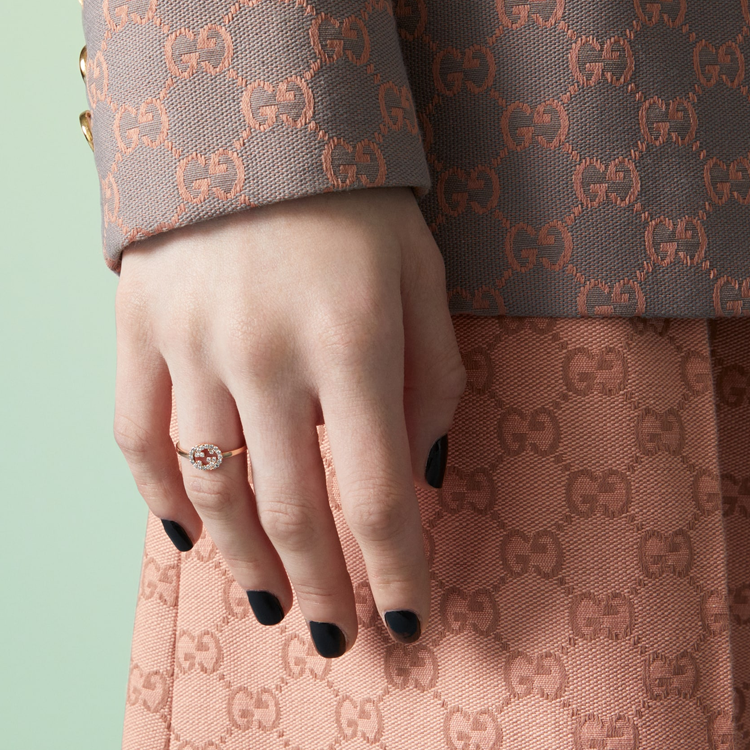 (Women) GUCCI Interlocking Double G 18K Rose Gold Ring for Women. 729412J85405702 圖 6