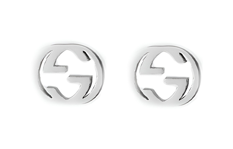 (Women) GUCCI Interlocking Double G 18K White Gold Earrings for Women. 662111-J8502-9000 圖 3