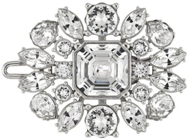 (Women) GUCCI Interlocking Double G Floral Crystal Metal Hair Clip Silver. 703364-J3F42-8162 (Women) GUCCI Interlocking Double G Floral Crystal Metal Hair Clip Silver. 703364-J3F42-8162