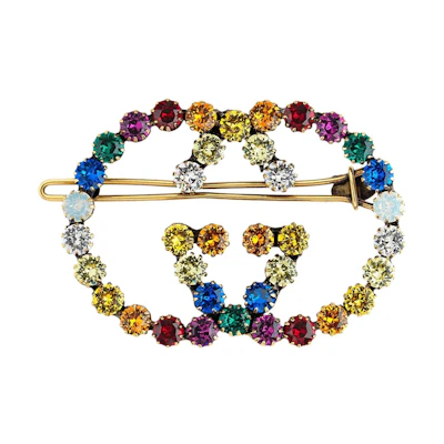 (Women) GUCCI Interlocking Double G Hair Clip for Women - Gold. 578873 J1D50 8489