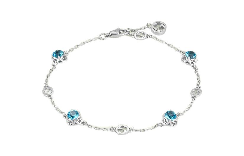 (Women) GUCCI Interlocking Double G Topaz 18K White Gold Bracelet for Women. 662430-J8550-4200 圖 2