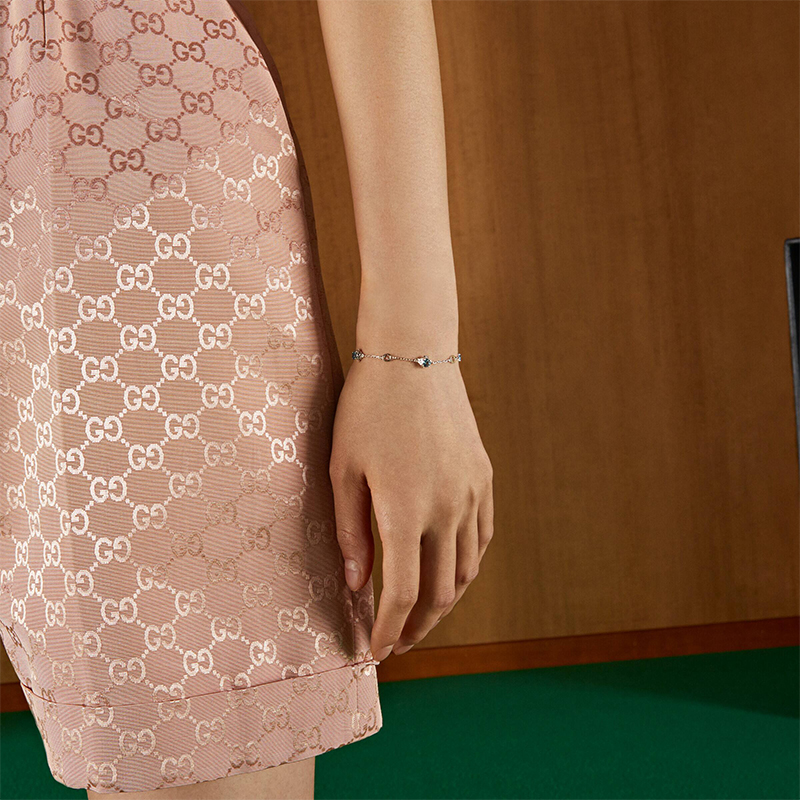 (Women) GUCCI Interlocking Double G Topaz 18K White Gold Bracelet for Women. 662430-J8550-4200 圖 5