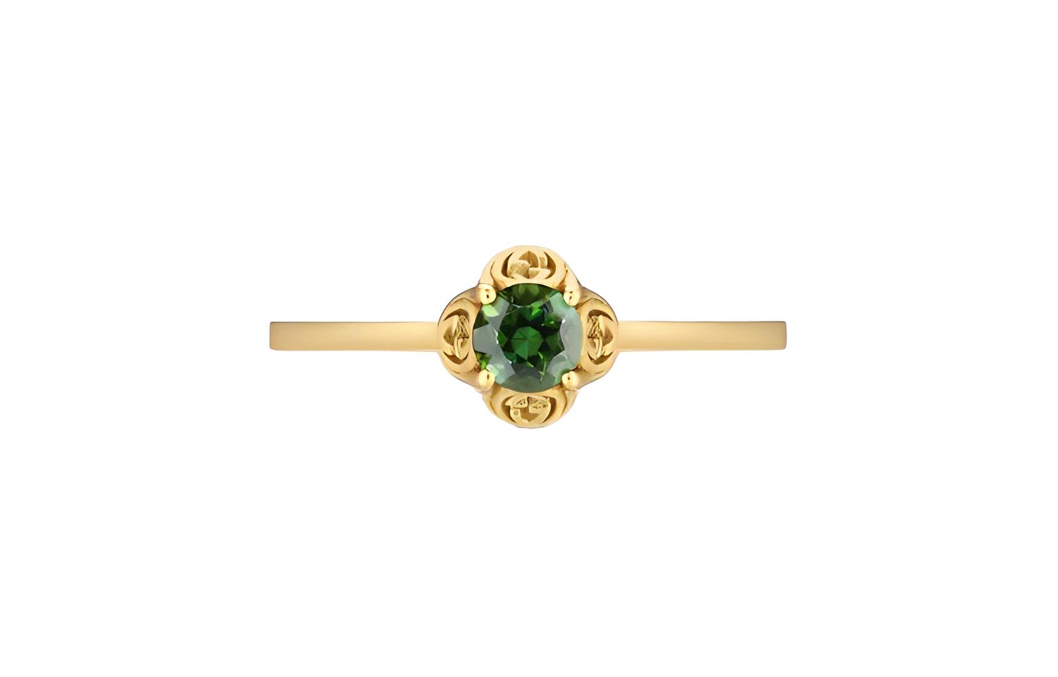 (Women) GUCCI Interlocking Double G Tourmaline 18k Gold Ring for Women 662428-J85H0-8268