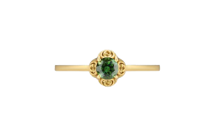(Women) GUCCI Interlocking Double G Tourmaline 18k Gold Ring for Women 662428-J85H0-8268 圖 2
