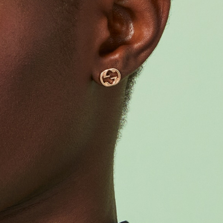 Shop (W) 古驰 18K玫瑰金G字双环耳环 玫瑰金色 748543J85005702