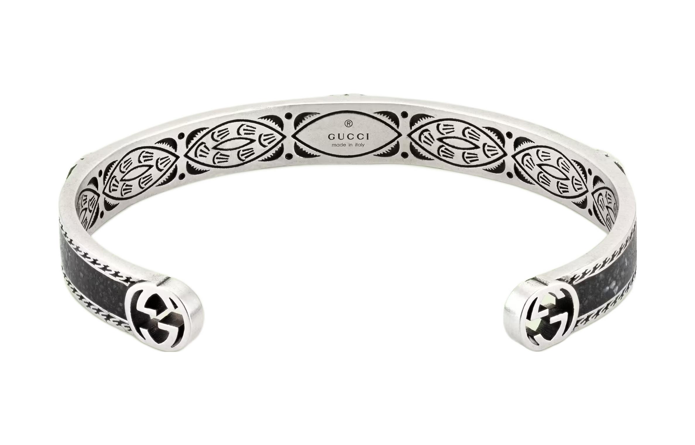 Shop (W) 古驰Interlocking G 925纯银手链 黑色 645570-J8410-1064