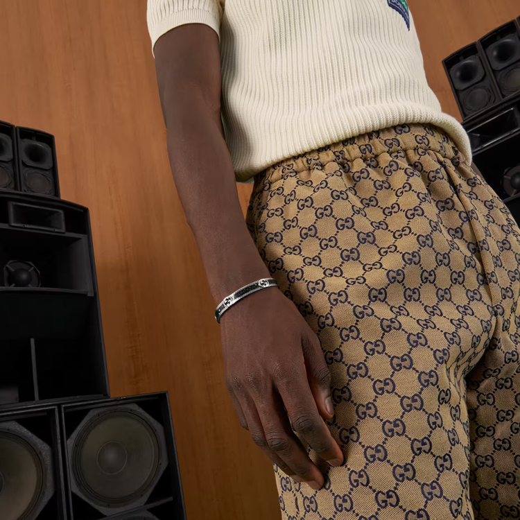 Purchase (W) 古驰Interlocking G 925纯银手链 黑色 645570-J8410-1064