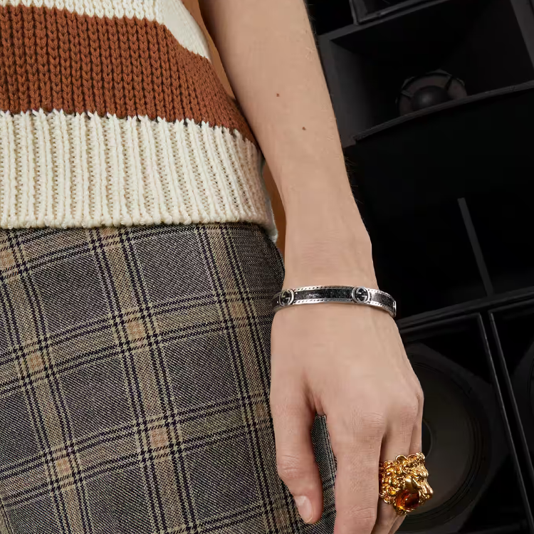 Details for (W) 古驰Interlocking G 925纯银手链 黑色 645570-J8410-1064