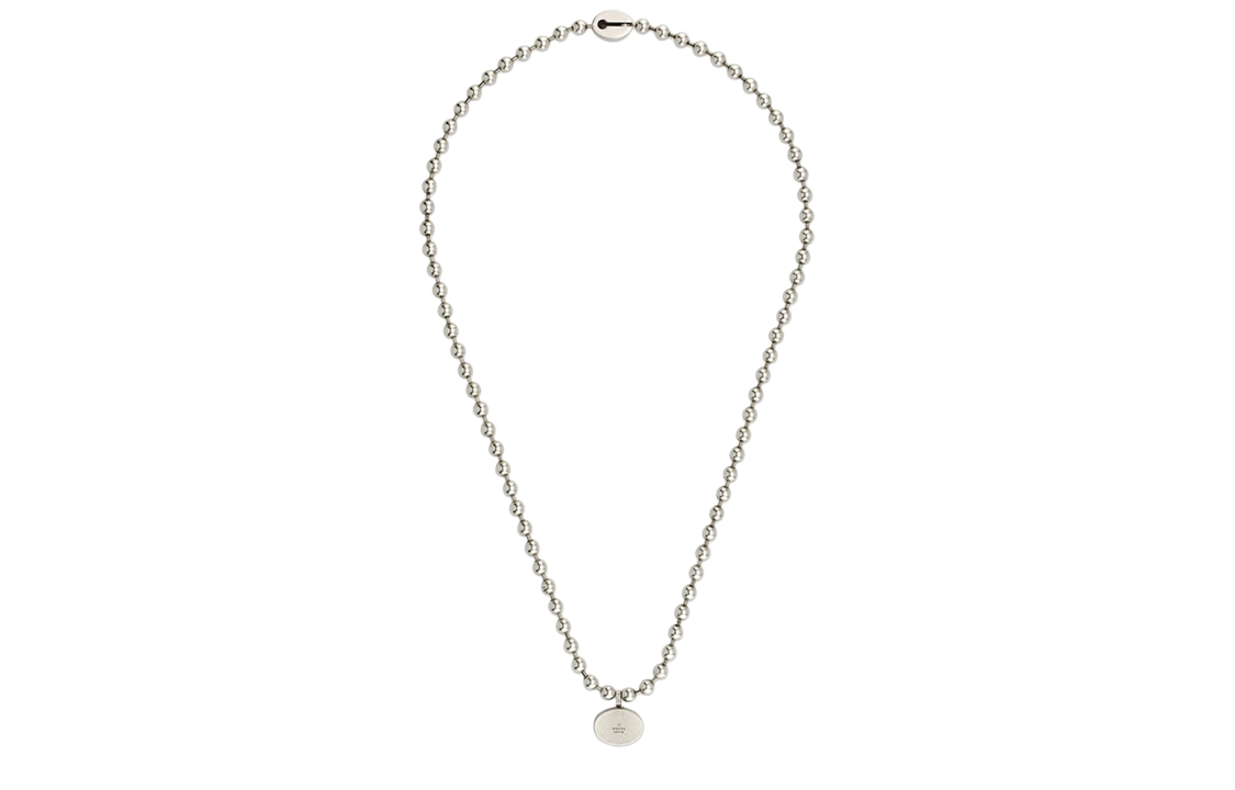 Lookbook (W) 구찌 인터로킹 G 블루 스피어 체인 목걸이 925 실버 여성용. 753438-J8410-8136