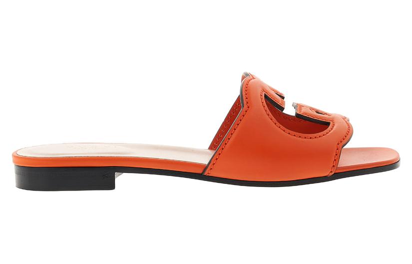 Order (W) Gucci Interlocking G Cut-Out Slide Sandal ''Oranje Leer'' 694451-US000-7519